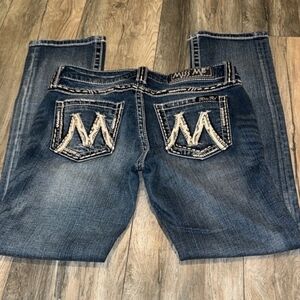 Miss Me Blue Bootcut Jeans with Embroidered Back Pockets